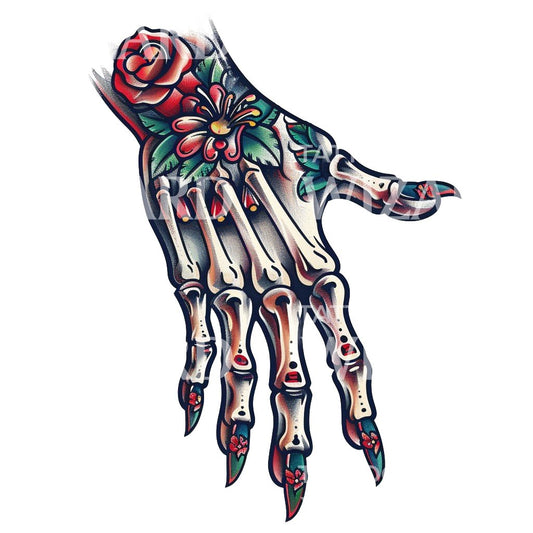 Conception de tatouage de main de monstre de la vieille école