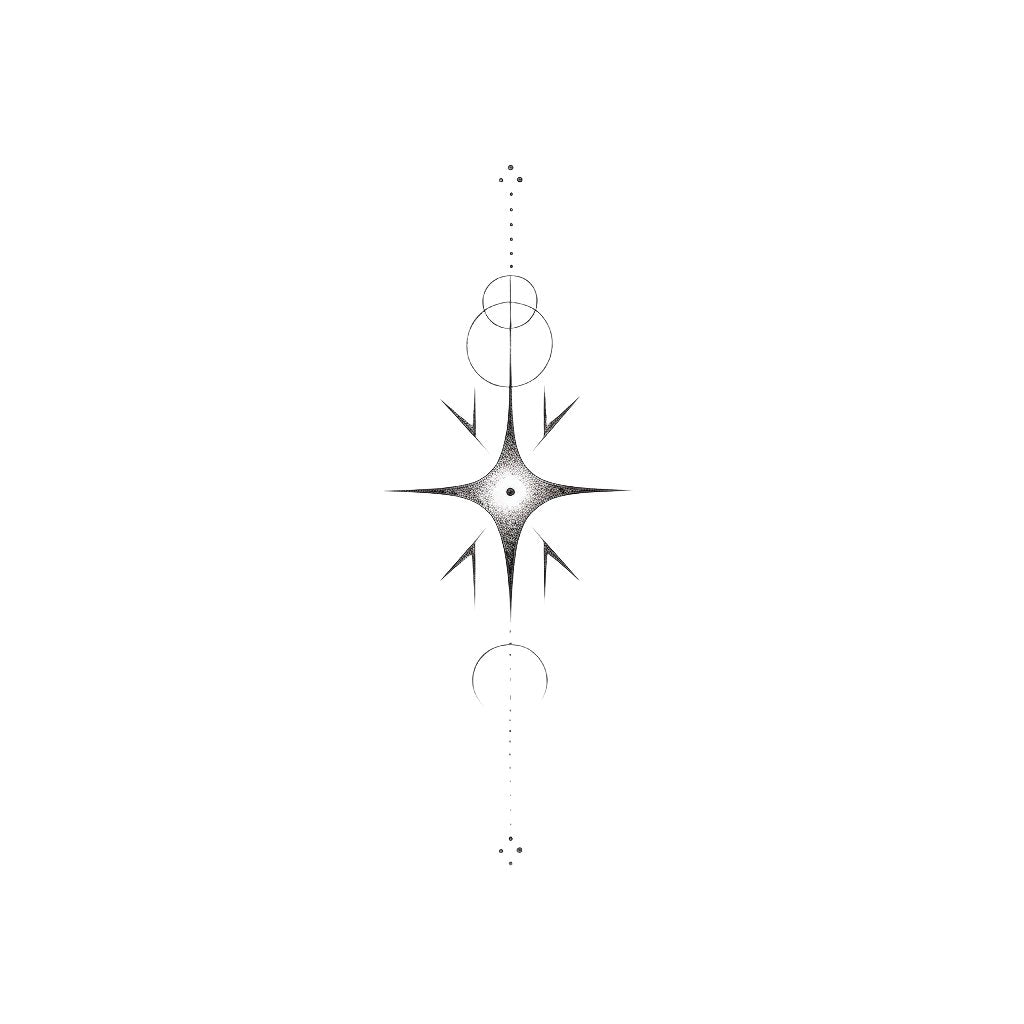 Fineline Abstract Star Composition Tattoo Design