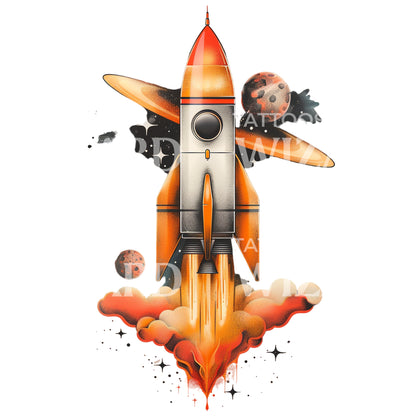 Illustrative Rocket Science Tattoo Design