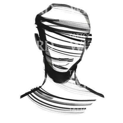 Abstract Paintbrush Portrait Tattoo Design