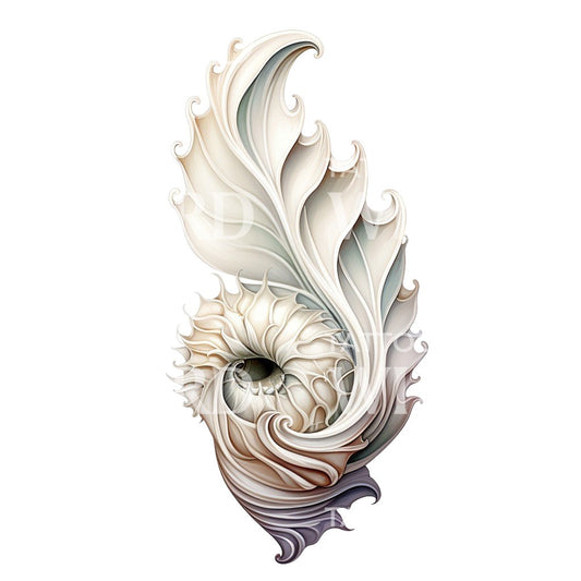 Illustrative Seashell Tattoo Design
