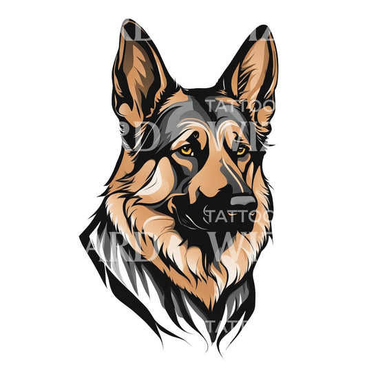 Deutscher Schäferhund-Kopf Tattoo Design
