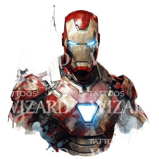 Conception de tatouage inspirée d’Ironman Marvel