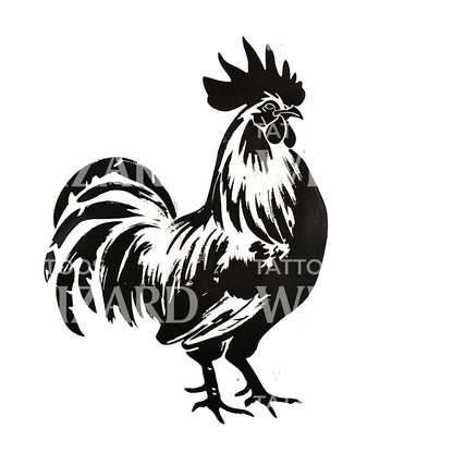 Minimalist Rooster Tattoo Design