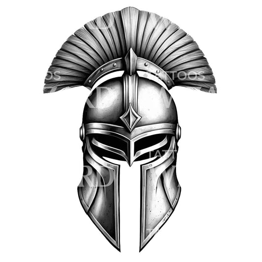 Ancient Spartan Warrior Helmet Tattoo Design
