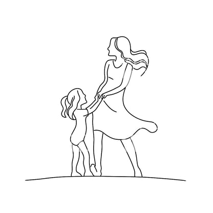 Mother and Daughter Dancing Minimalist Tattoo Design