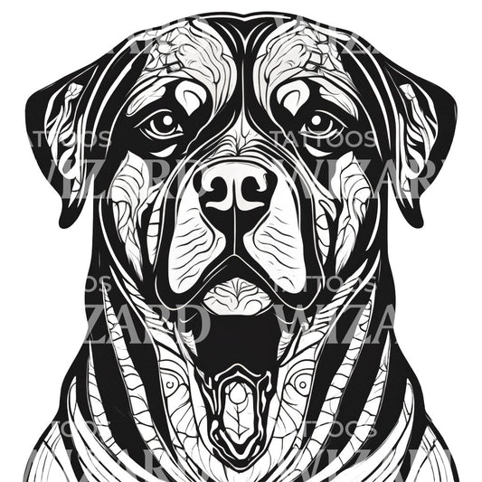 Rottweiler Hundekopf Tattoo Design