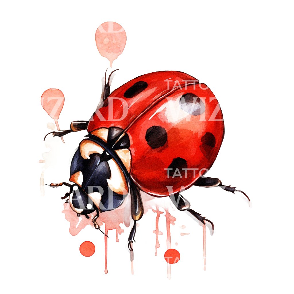 Watercolor Ladybug Tattoo Design