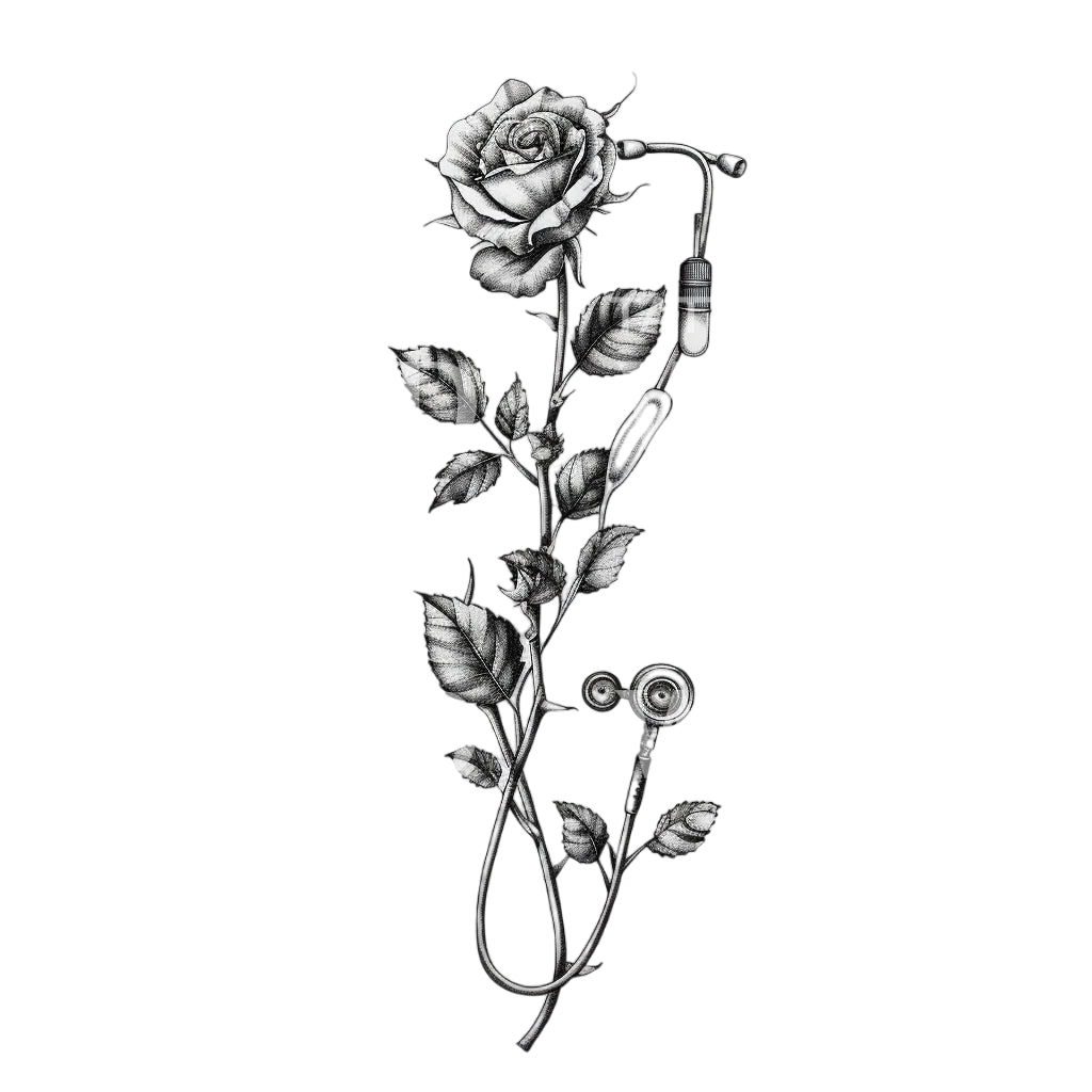 Rose for a Doctor Medicine Inspired Tattoo Design