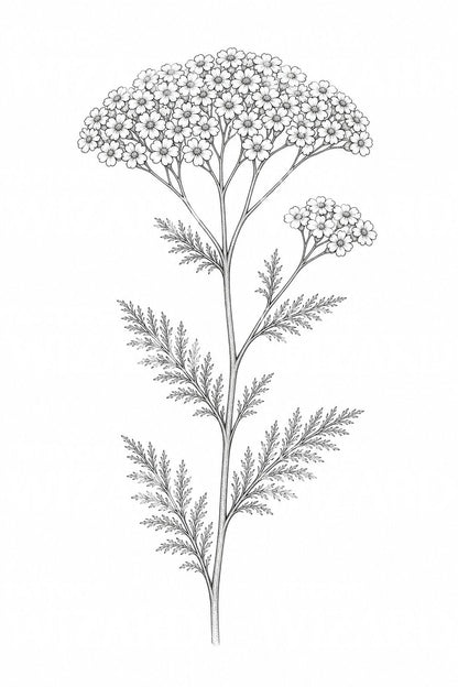 Yarrow Achillea Fine Line Tattoo Design