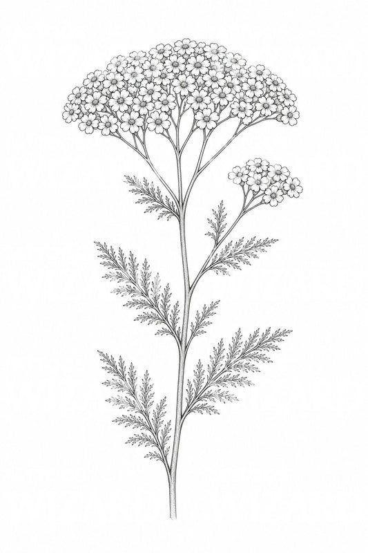 Civanperçemi Achillea İnce Çizgi Dövme Tasarımı