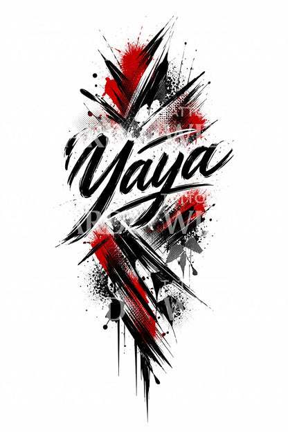 Yaya Brush Script Tattoo Design