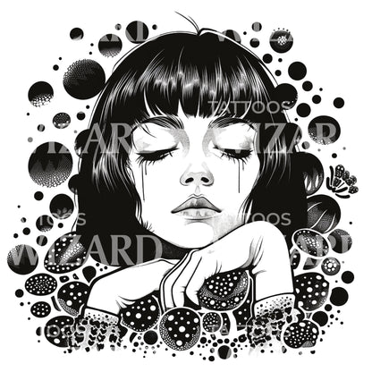 Yayoi Kusama Inspired Portrait Tattoo Design