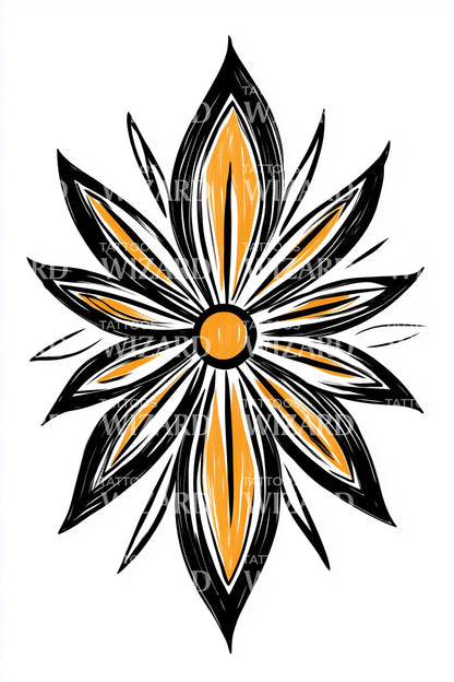 Design del tatuaggio vettoriale Margherita Gialla