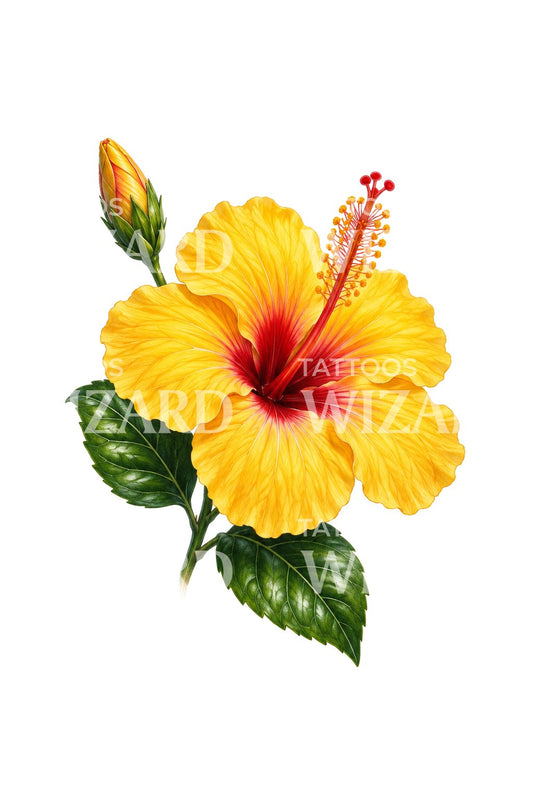 Gul hibiskus Tattoo Design