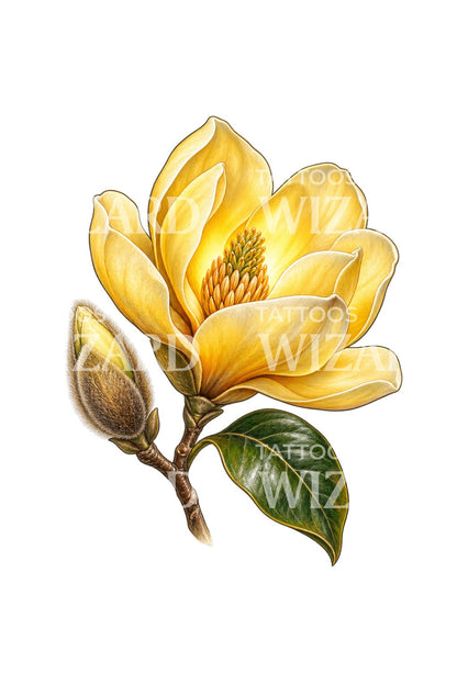 Yellow Magnolia Honey Glow Tattoo Illustration