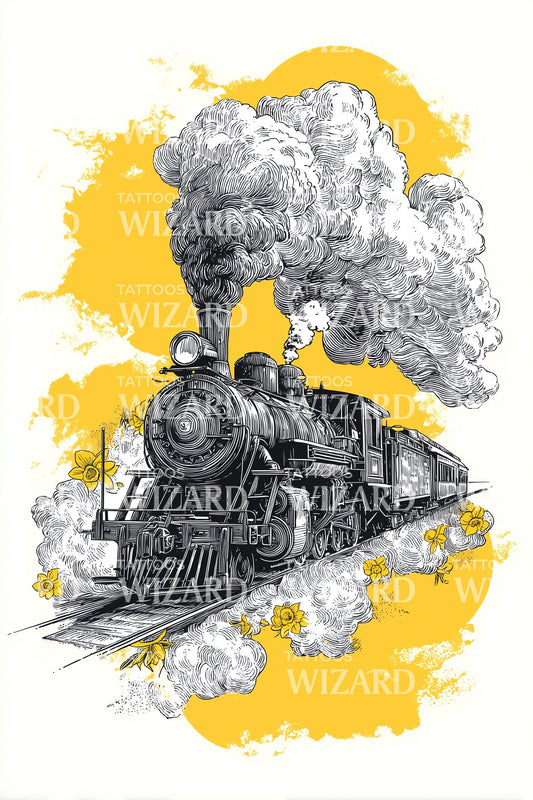 Design Tatuaggio Locomotiva Splash Gialla