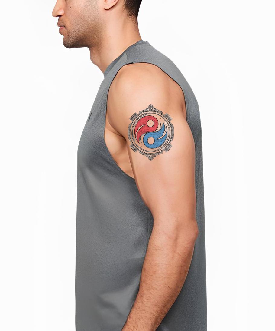 Yin Yang Gear Crest Tattoo Idea