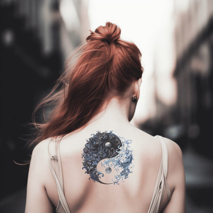 Flowy Yin Yang Symbol Tattoo Design