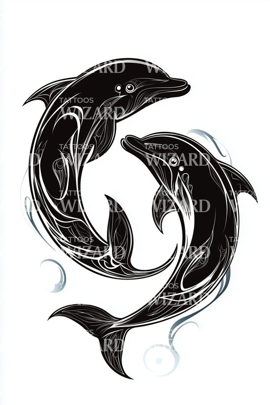 Yin Yang Dolphins Tattoo Design