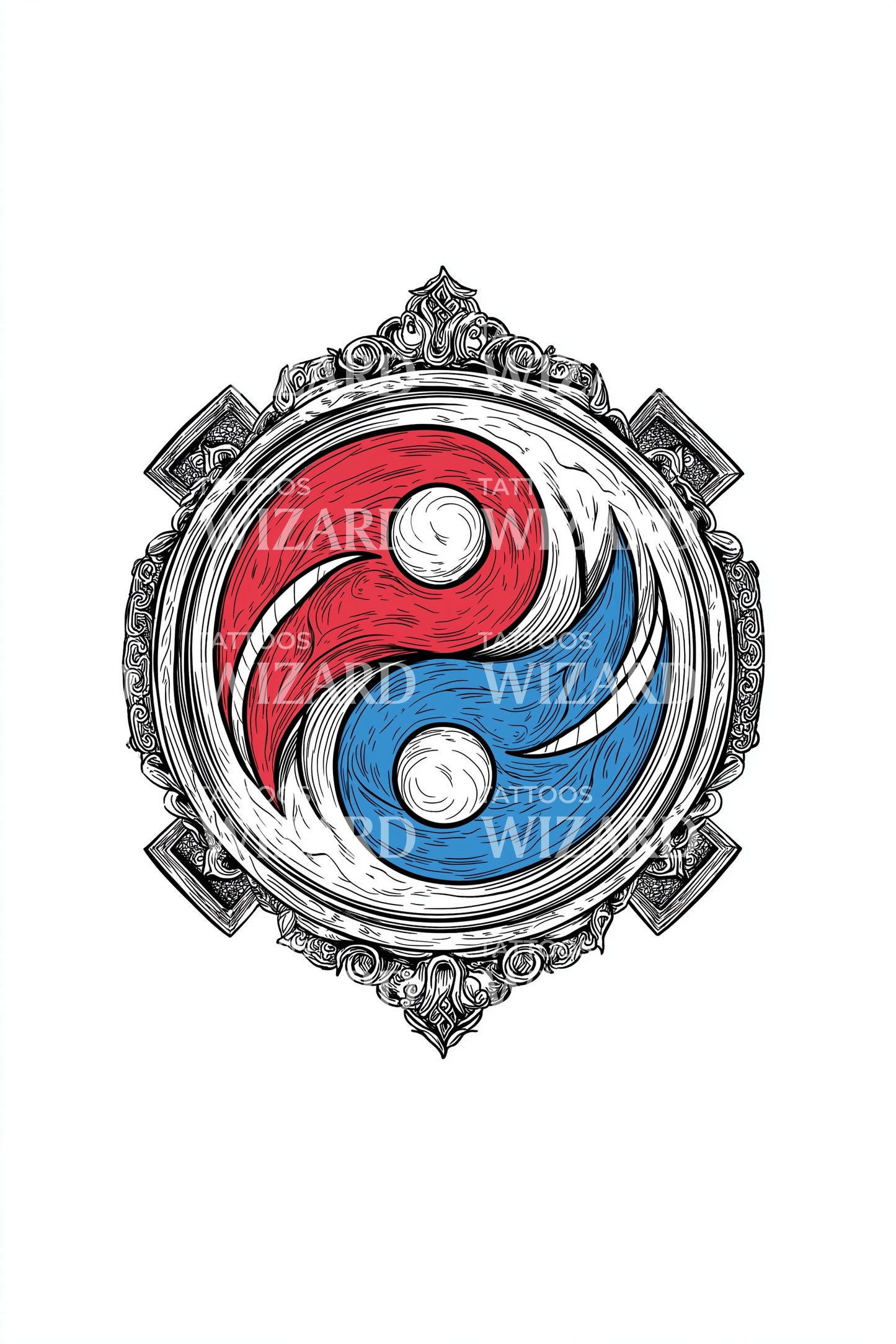 Yin Yang Gear Crest Tattoo Idea