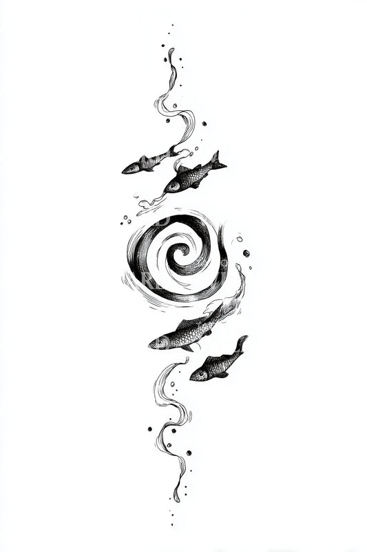 Design Tatuaggio Spirale Koi Yin Yang