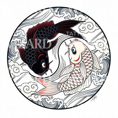 Yin Yang Koi Tattoo Design