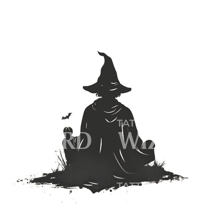 Meditative Wizard Tattoo Design