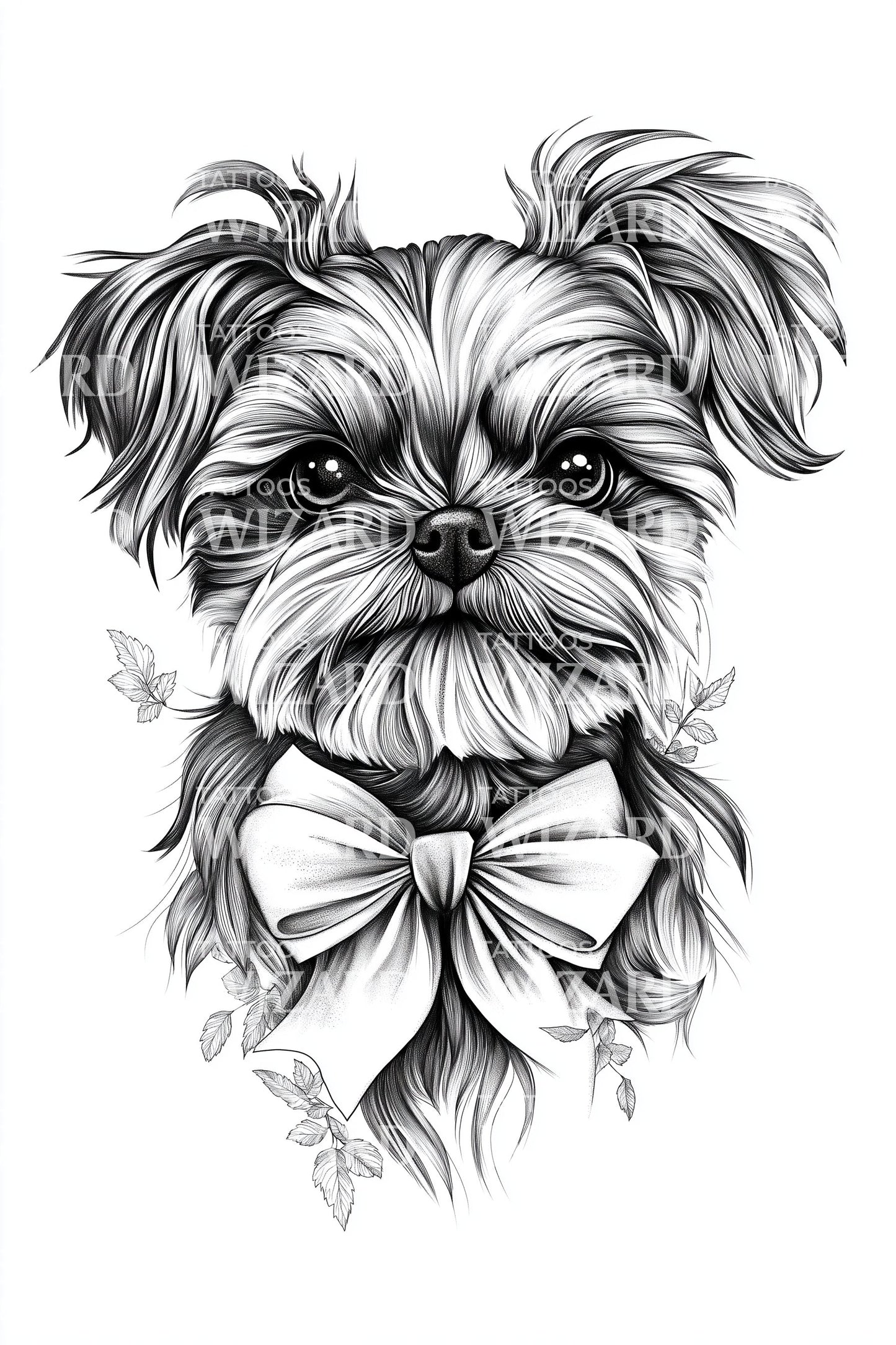 Yorkie With Ribbon Tattoo Idea