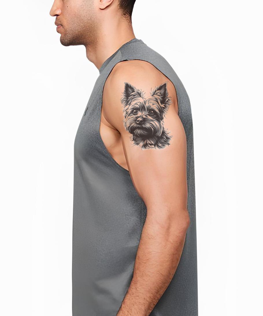 Design de Tatuagem de Yorkshire Terrier Fofo