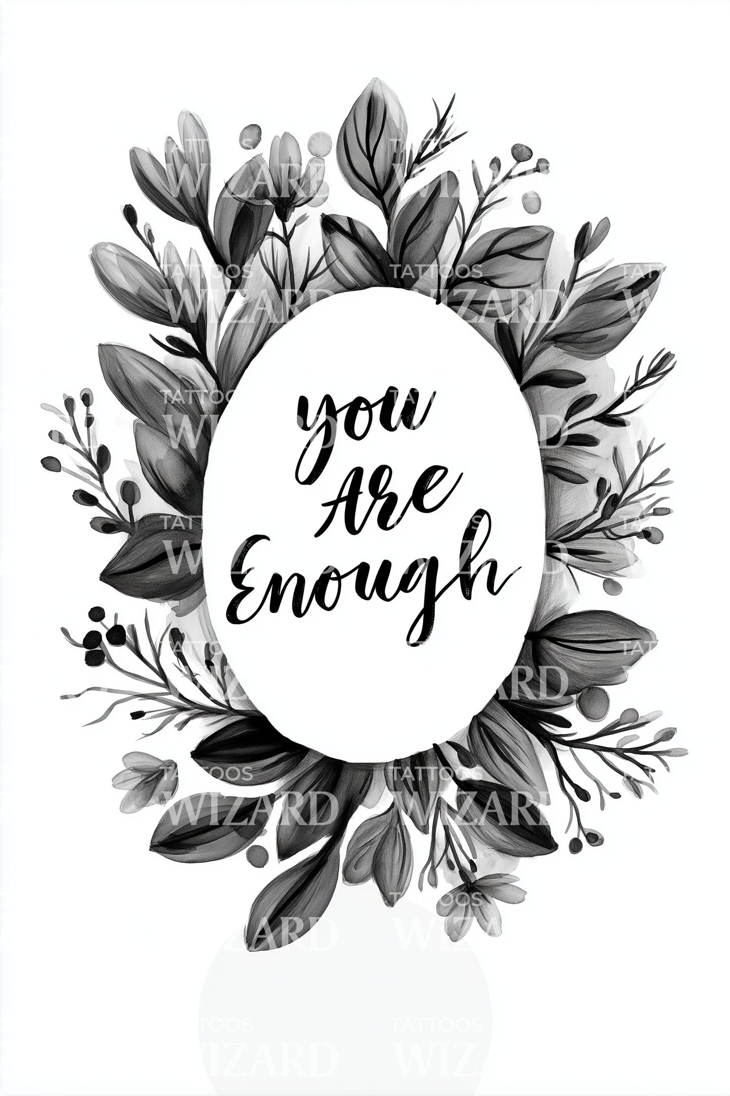 You Are Enough Floral Tattoo Design