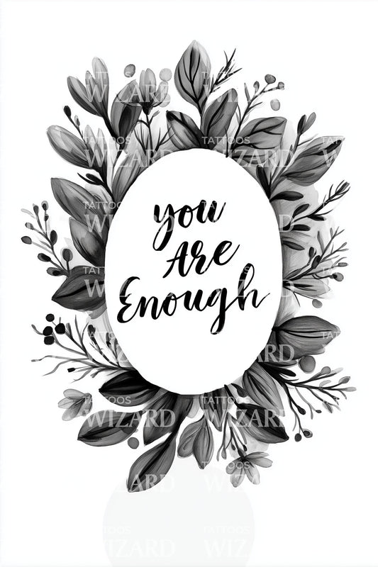 You Are Enough Floral Tattoo Design