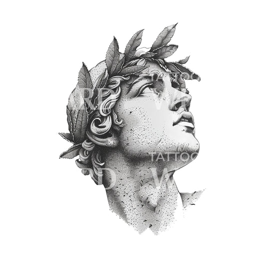 Young Dyonisus God Tattoo Design