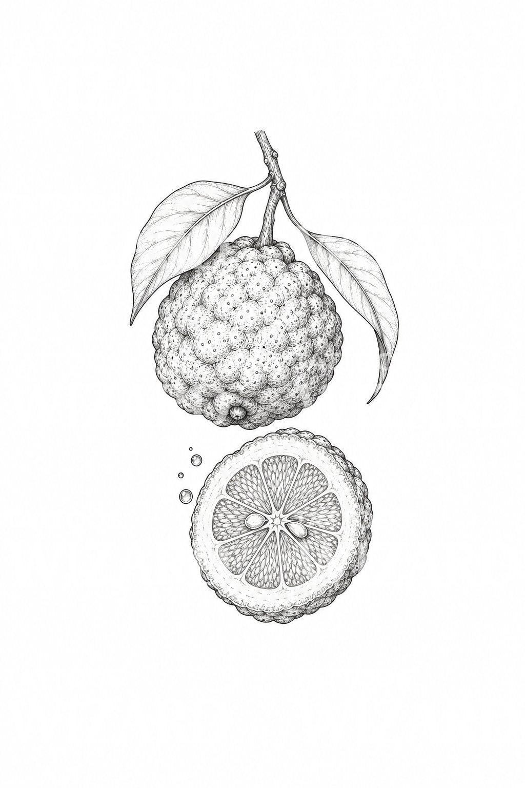 Botanický tetovací motiv citrusového yuzu