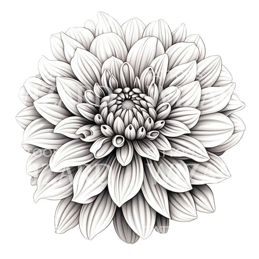 Conception de tatouage de fleur de chrysanthème noir et gris