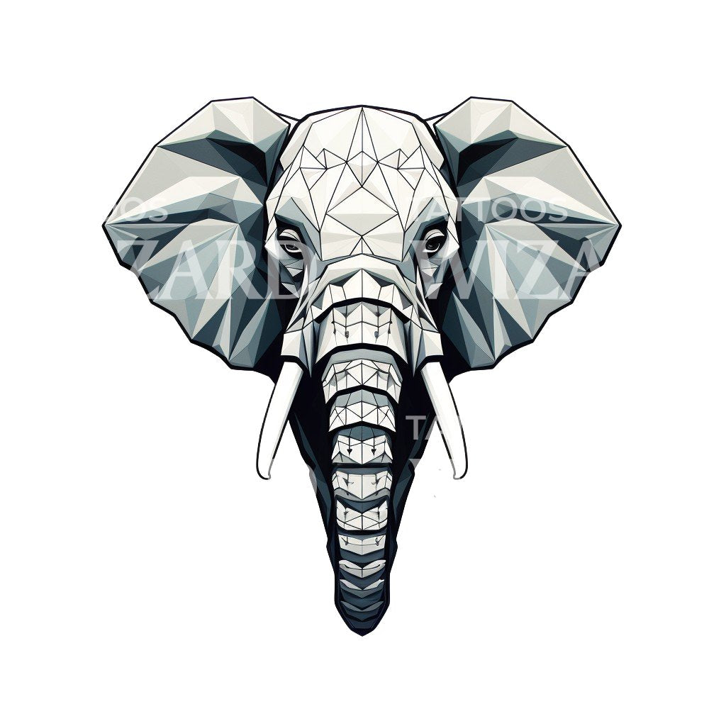 Geometrisches Elefanten-Tattoo-Design