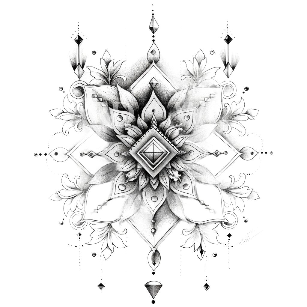 Geometrisches Mandala-Blumen-Tattoo-Design