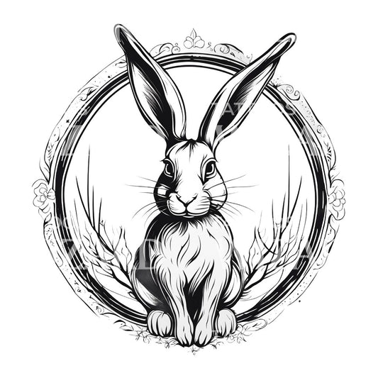 Conception de tatouage de cercle de lapin