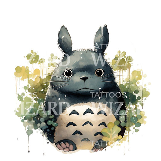 Watercolor Totoro Tattoo Design