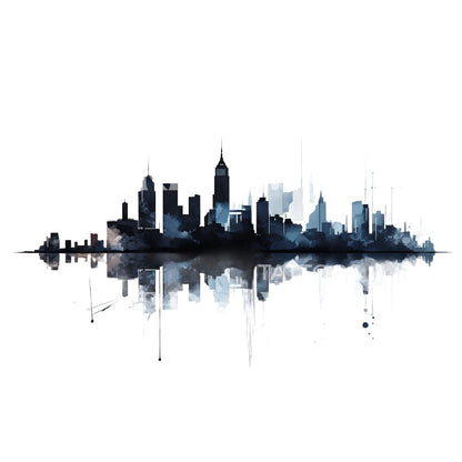 Ink Watercolor City Skyline Tattoo Design