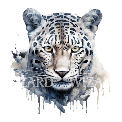Watercolor Snow Panther Tattoo Design