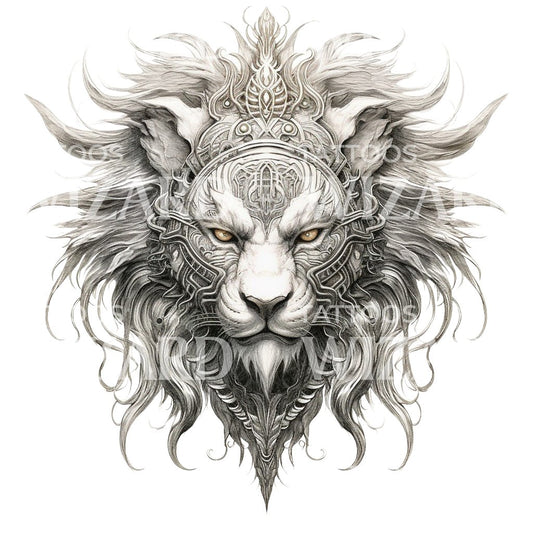 King of the Jungle Lion Tattoo Design