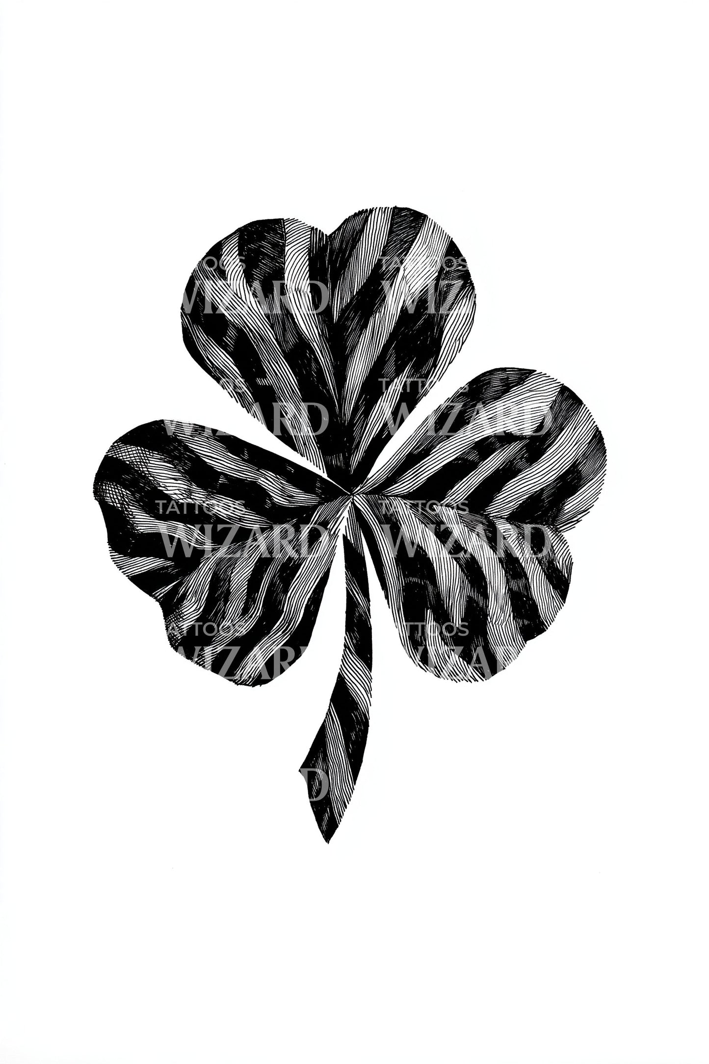 Design de tatouage trèfle à rayures zèbre