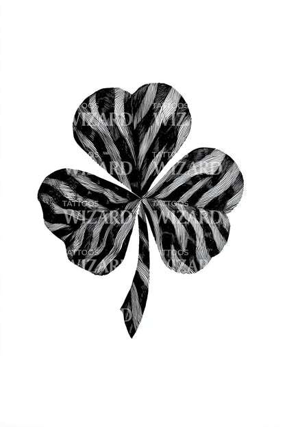 Zebra Stripe Clover Tattoo Design