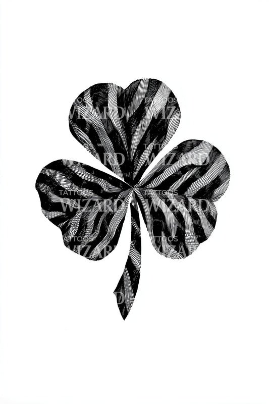 Zebra Stripe Clover Tattoo Design