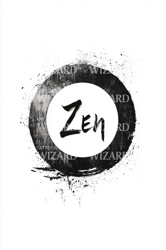 Zen Brush Circle Tattoo Illustration