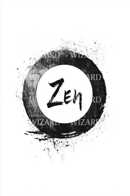Zen Brush Circle Tattoo Illustration