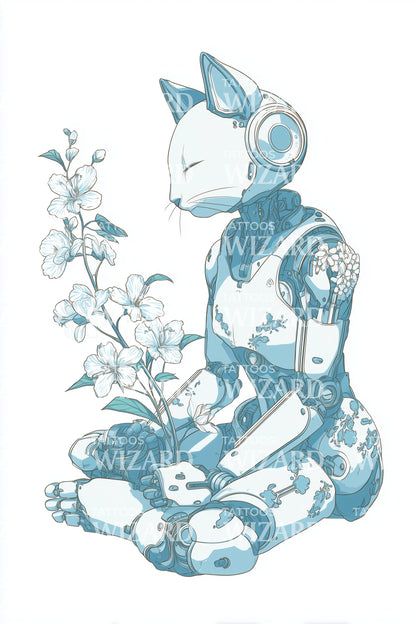 Design tatuaggio gatto Zen Droid