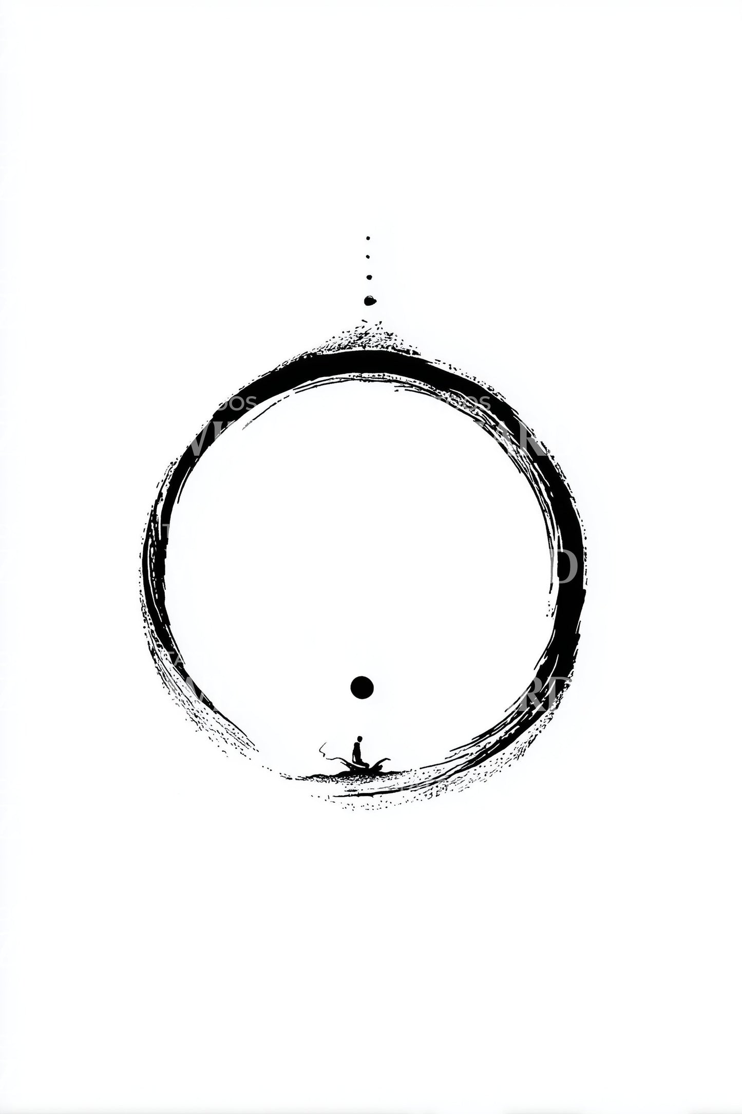 Zen Enso Meditierender Tattoo Illustration