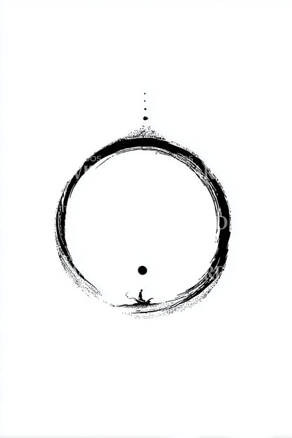禅意圆相冥想者纹身插图